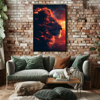 Majestic Lion Fire Art: Surreal Power Poster