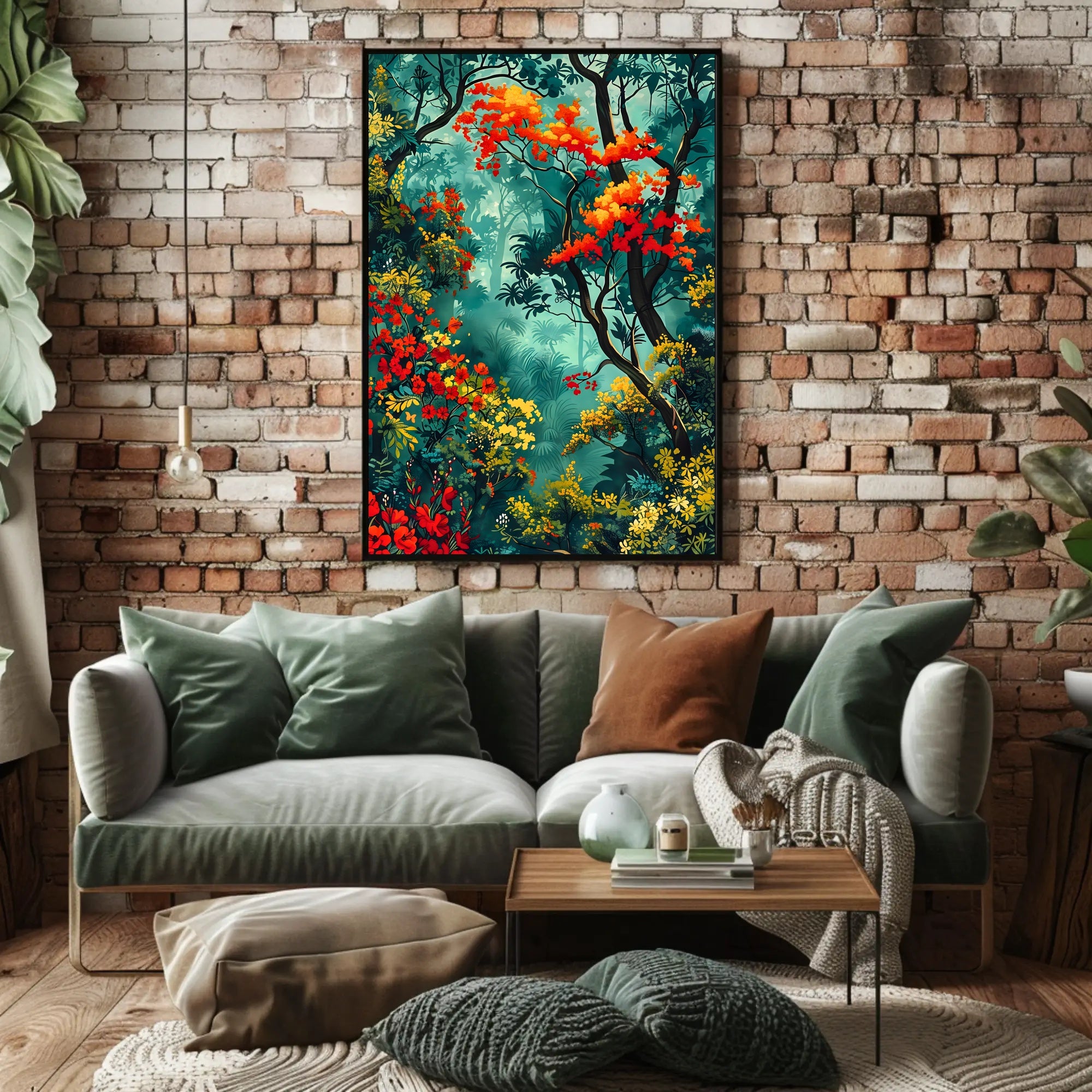 Vibrant Forest Scene William Morris Art Poster
