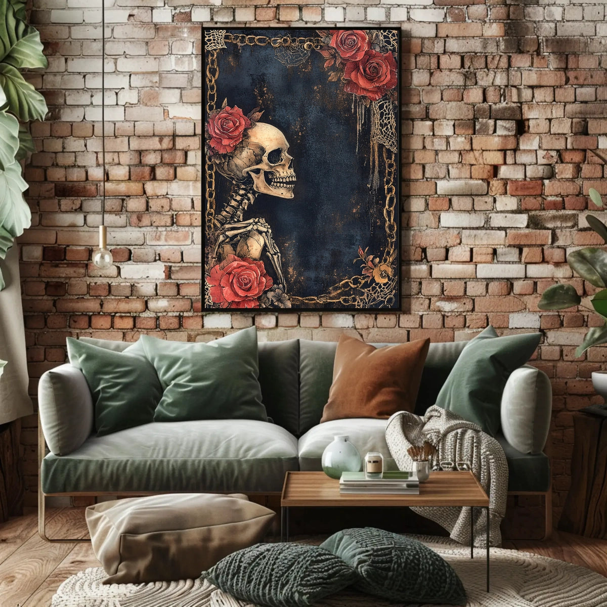 Gothic Skeleton Roses Artistic Poster