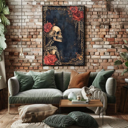 Gothic Skeleton Roses Artistic Poster
