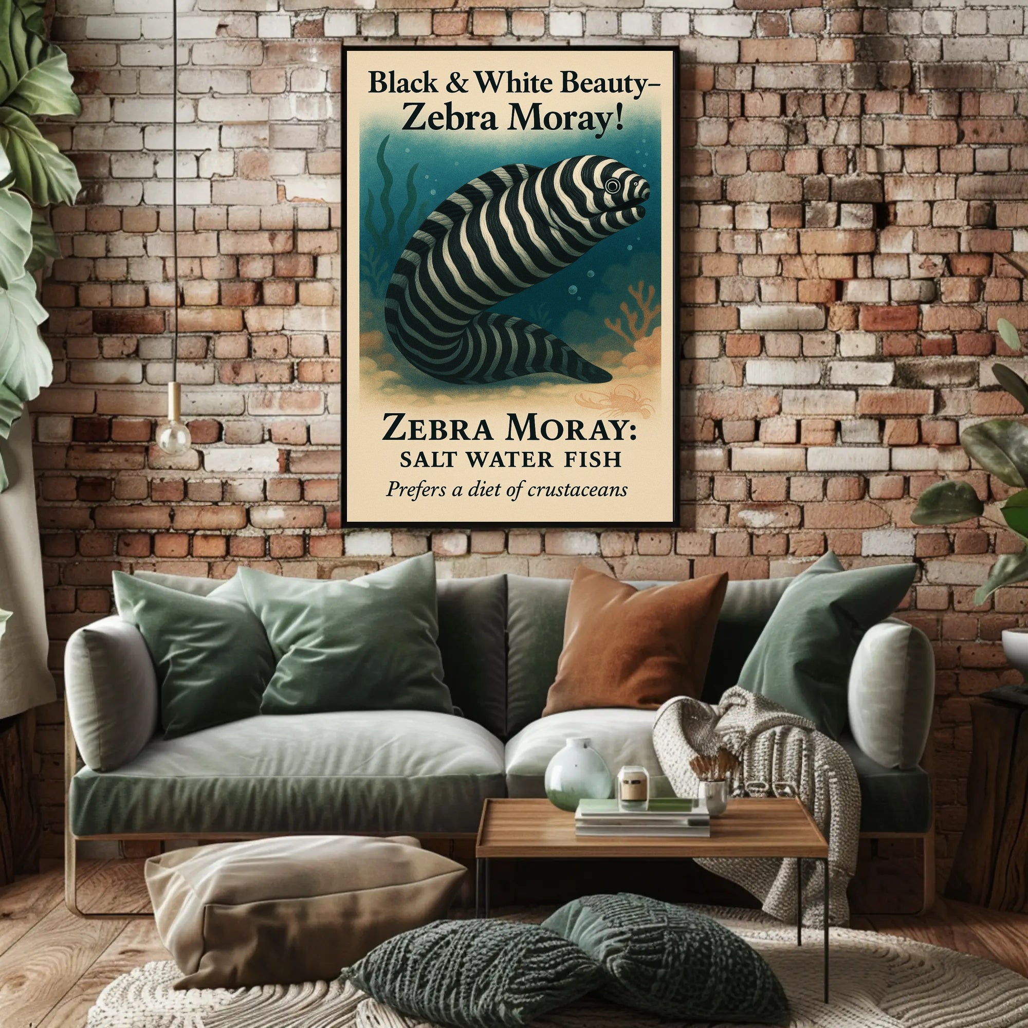 Black White Beauty Zebra Moray Poster PosterGoat