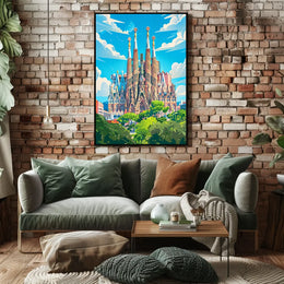 Sagrada Família Vibrant Barcelona Art Poster Print