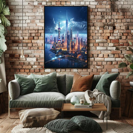 Futuristic Skyline At Twilight Poster