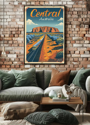 Uluru Australia Vintage Travel Adventure Poster