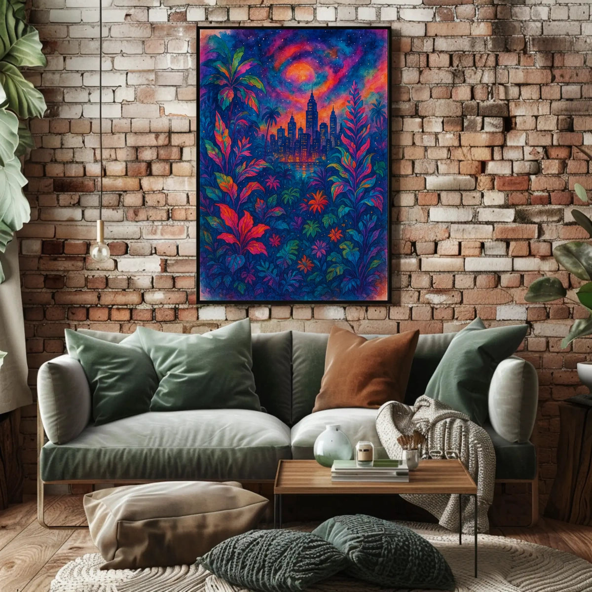 Cityscape In Vibrant Jungle Poster