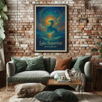 Enchanted Lake Superior: Dragon at Dusk Fantasy or Mythology Poster