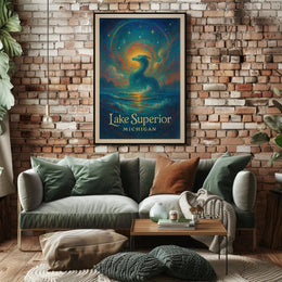 Enchanted Lake Superior: Dragon at Dusk Fantasy or Mythology Poster