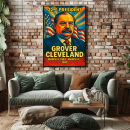 Grover Cleveland 22nd President of the United States Colorful Comic Book Style Poster