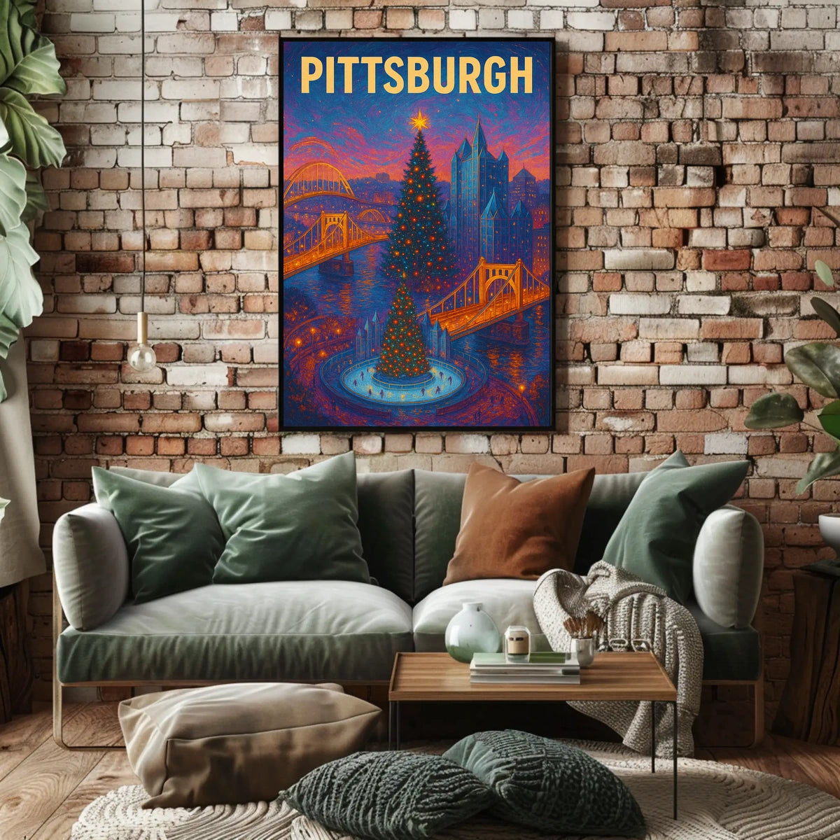 Pittsburgh Holiday Scene Poster