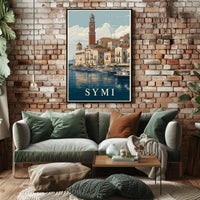 Symi Harbor Illustration Poster