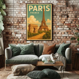 Paris, France Iconic Landmarks Poster