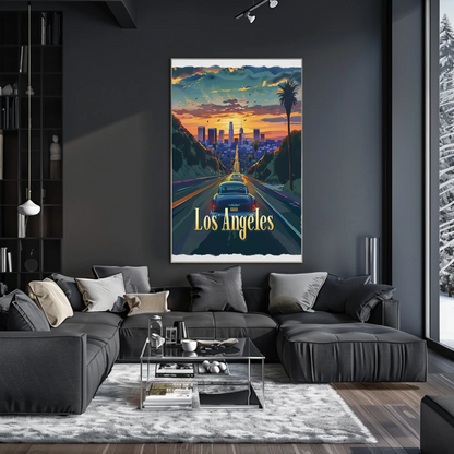 Los Angeles Sunset Boulevard Classic Cars Travel Poster Travel Poster