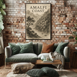Amalfi Coast Poster 18x24 Wall Art Coastal Italy Decor