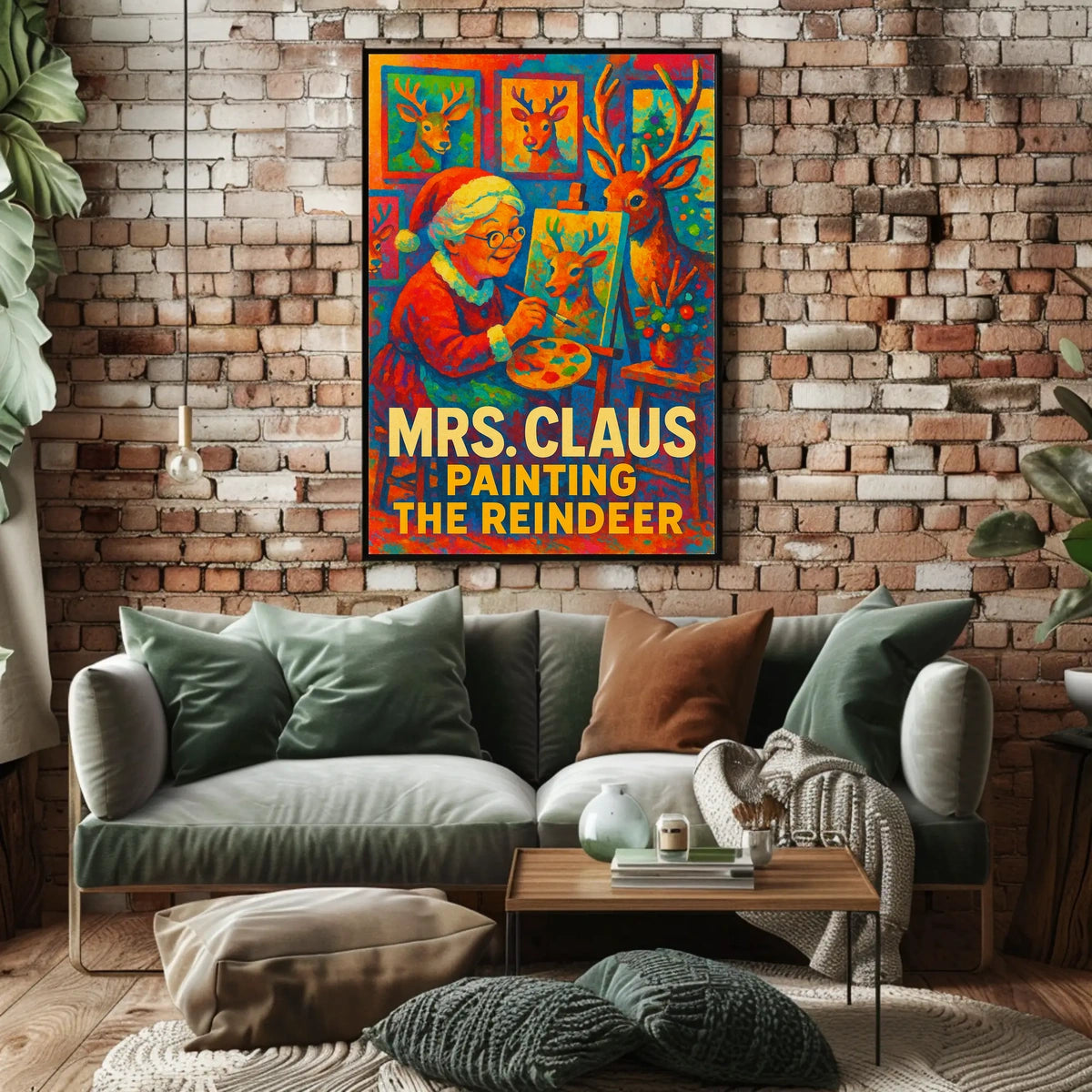 Mrs. Claus Painting The Reindeer Poster