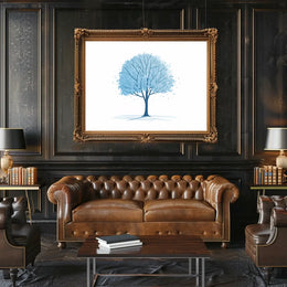 Tranquil Blue Tree Minimalist Art Print