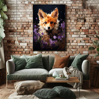 Vivid Fox in Enchanting Floral Wonderland Poster