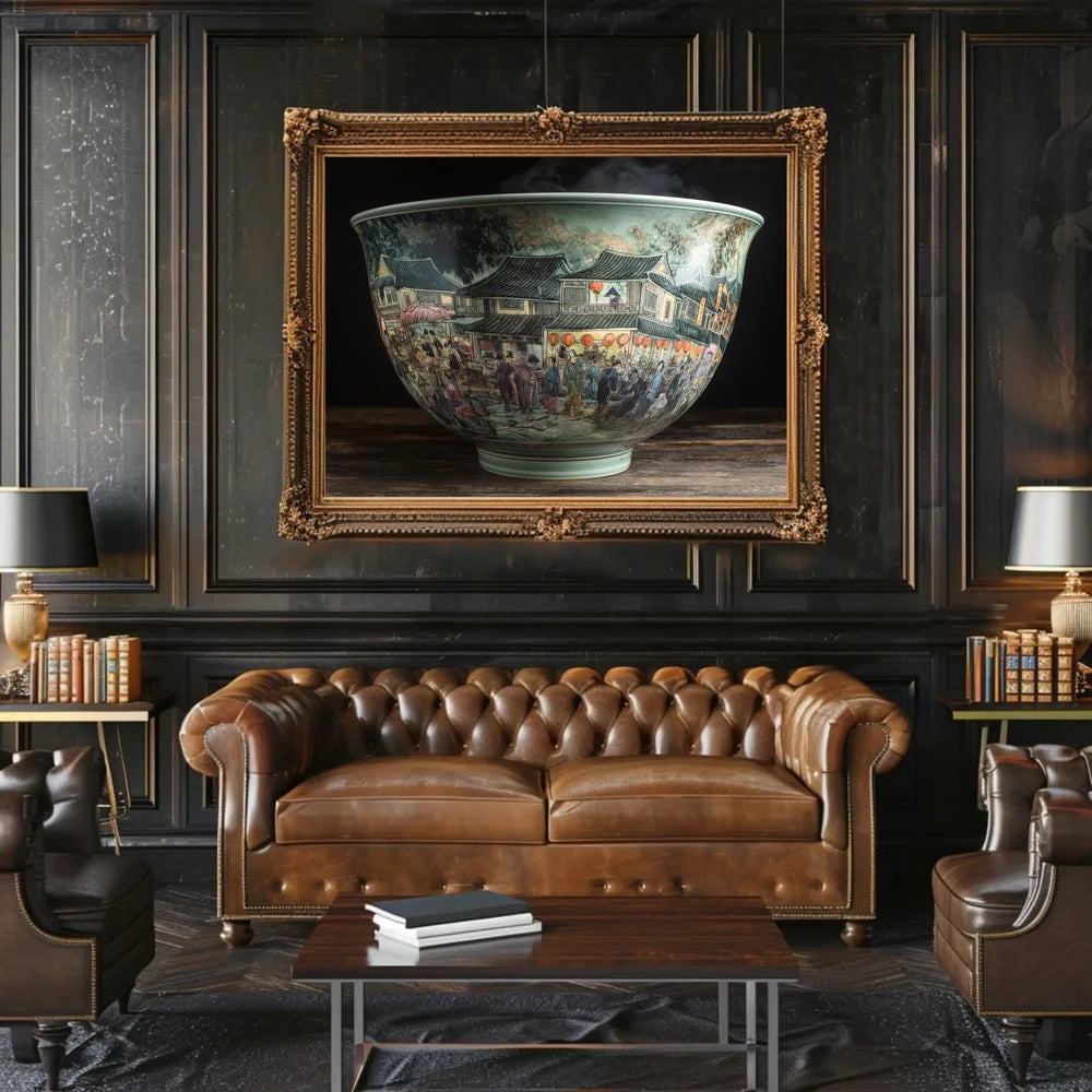 Ancient Asian Marketplace Ceramic Art Poster Print