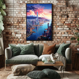 Cityscape At Sunset Poster