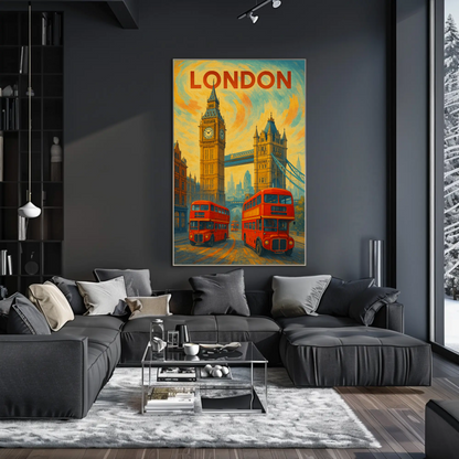 London Red Bus Big Ben Travel Poster