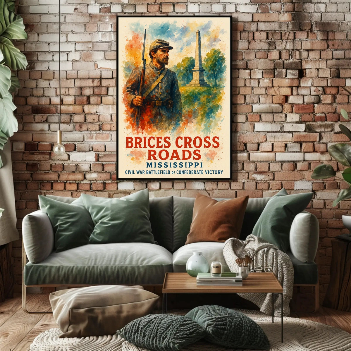 Battle of Brice's Crossroads Watercolor Poster Art