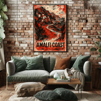 Amalfi Coast Poster Wall Art Print 18x24 Coastal Decor