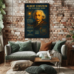 Albert Einstein Visionary Mind Vintage Art Poster