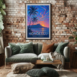 Honolulu Sunset Oahu, Hawaii Poster