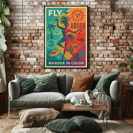 Aruba Travel Tropical Retro Artistic Poster