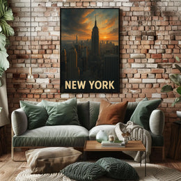 New York Skyline At Sunset Poster