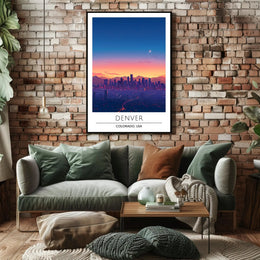 Denver Twilight Skyline Art Print - Urban or Cityscape Poster