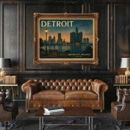 Detroit Historic Skyline Wall Art Print