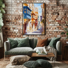 Malta Valletta Historic Street View Poster