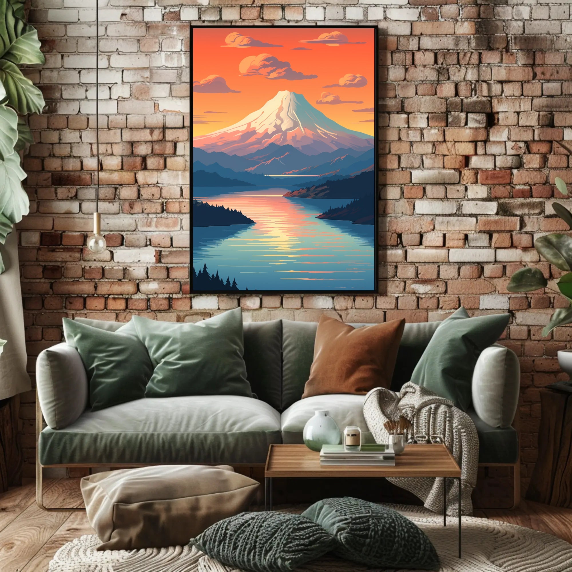 Majestic Mountain Sunset Poster PosterGoat
