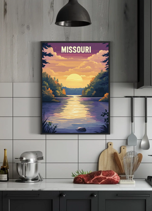 Missouri Vintage Poster - Sunset River Scene