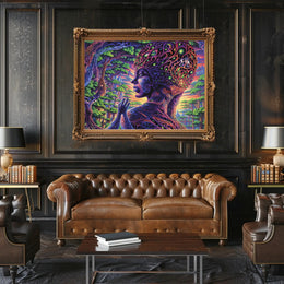 Psychedelic Alien Figure in Surreal Nature Fantasy or Mythology Poster