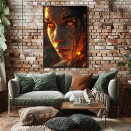 Fiery Surreal Woman Fantasy Art Poster PosterGoat