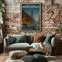 Vintage Minneapolis Winter Scene with Foshay Tower Urban or Cityscape Poster
