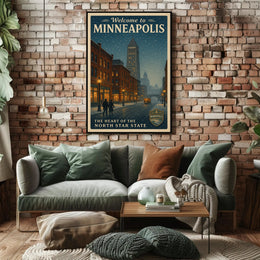 Vintage Minneapolis Winter Scene with Foshay Tower Urban or Cityscape Poster