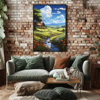 Serene Countryside Retreat: Idyllic Landscape Art Poster