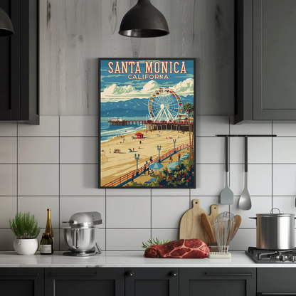 Santa Monica California Vintage Poster