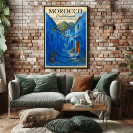 Chefchaouen Blue Pearl Moroccan Street Art Poster