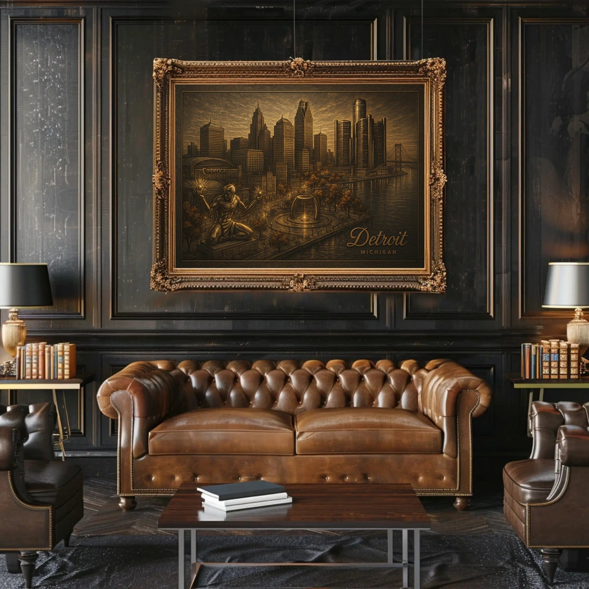 Detroit Skyline Urban Life Photography Realism Poster