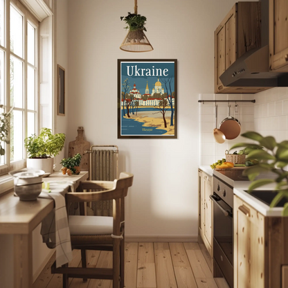 Ukraine Cityscape Vintage Poster