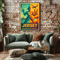 Jersey Adventure Awaits in Vibrant Travel Poster PosterGoat