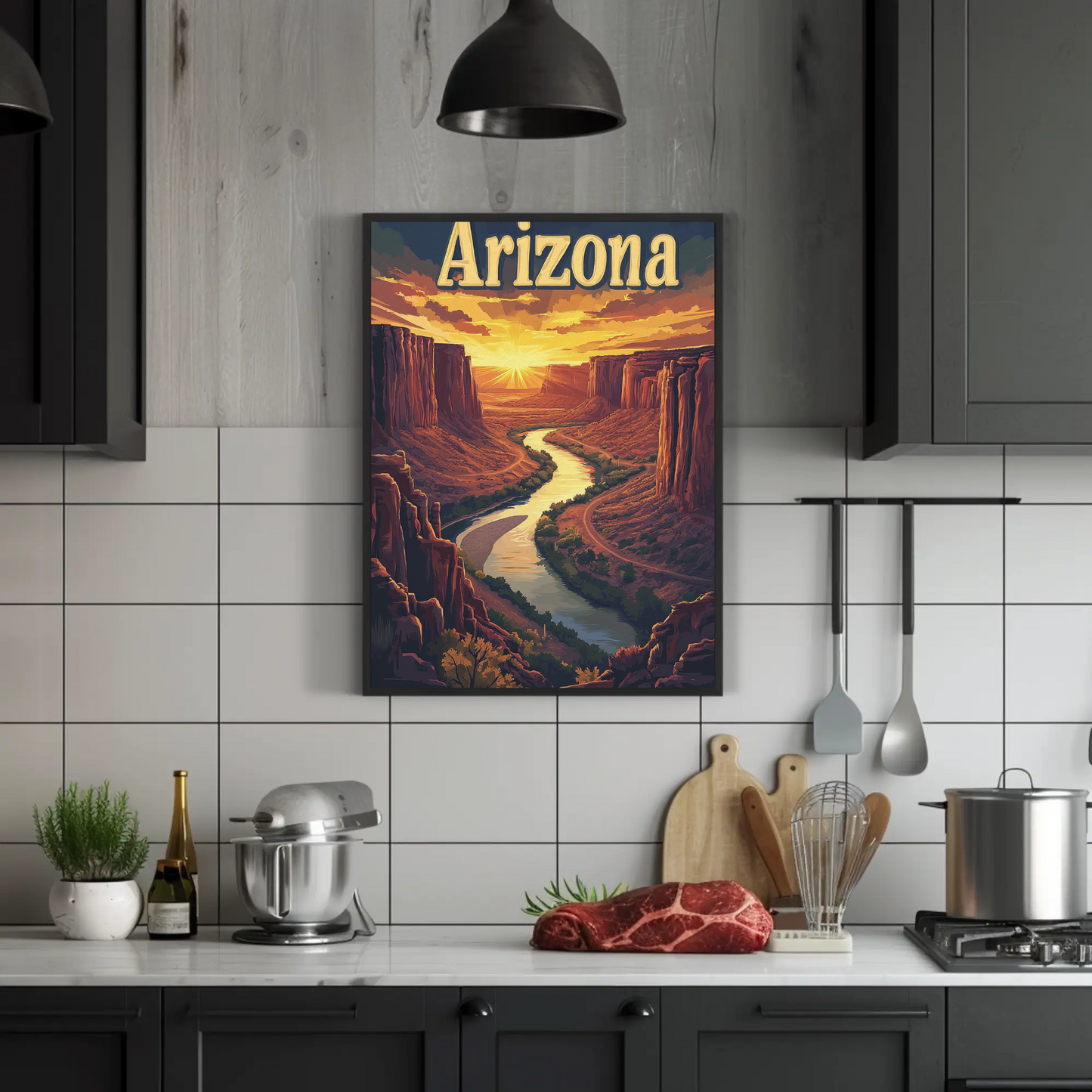 Arizona Vintage Poster - Canyon Sunset