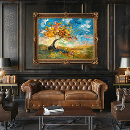 Vibrant Autumn Tree Impressionistic Art Poster Print