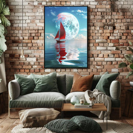 Sailing Under the Moon Poster