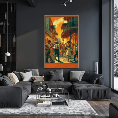 New Orleans French Quarter Jazz Scene Travel Poster