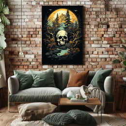 Dramatic Wilderness Skull Scene Art Print - Abstract, Artistic, or Pop Culture Poster