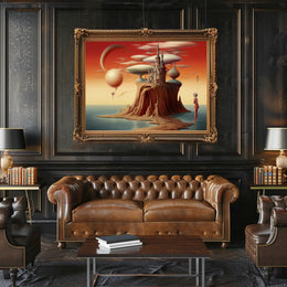 Whimsical Castle Fantasy Scene Surreal Art Poster